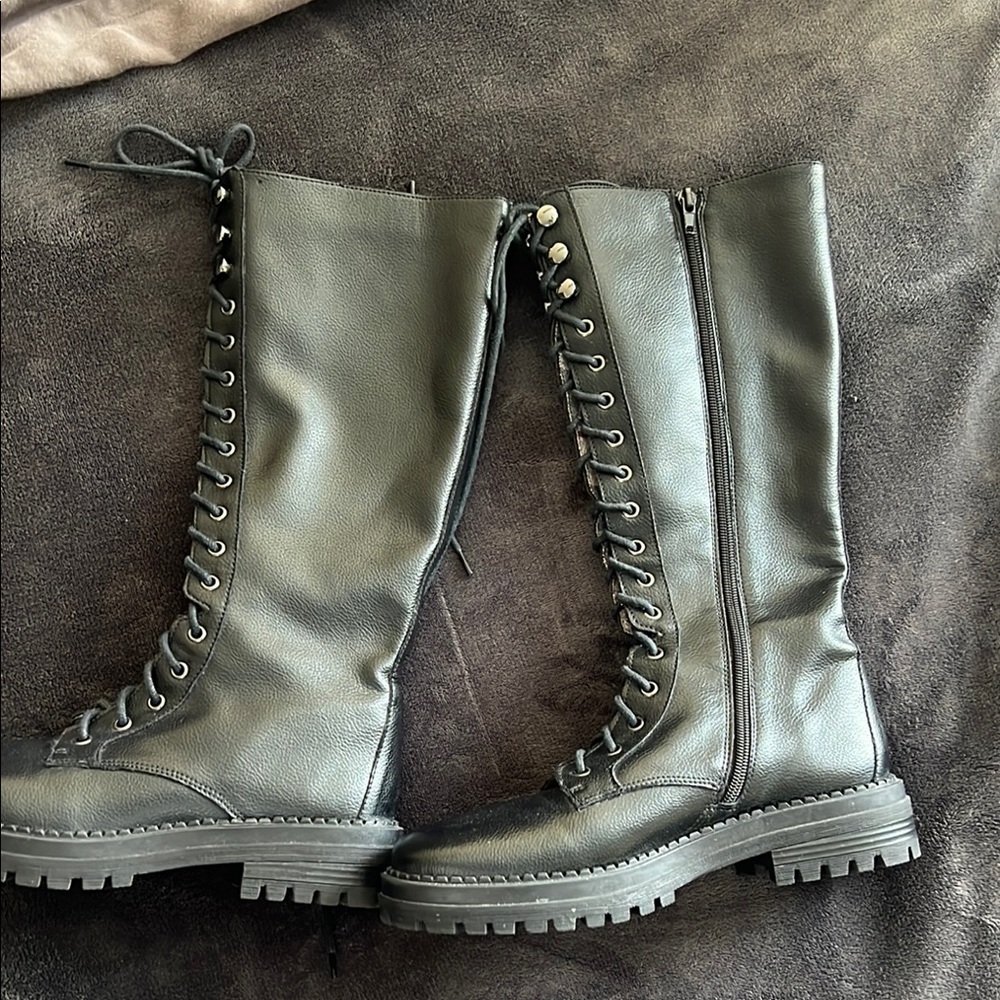 Black Lace-Up Combat Boots